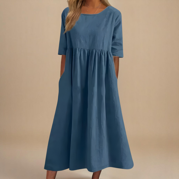 Paulina | Damska Letnia Relaxed Fit Sukienka Midi