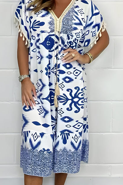 Joanna | Damska Boho Dekolt V Sukienka Midi