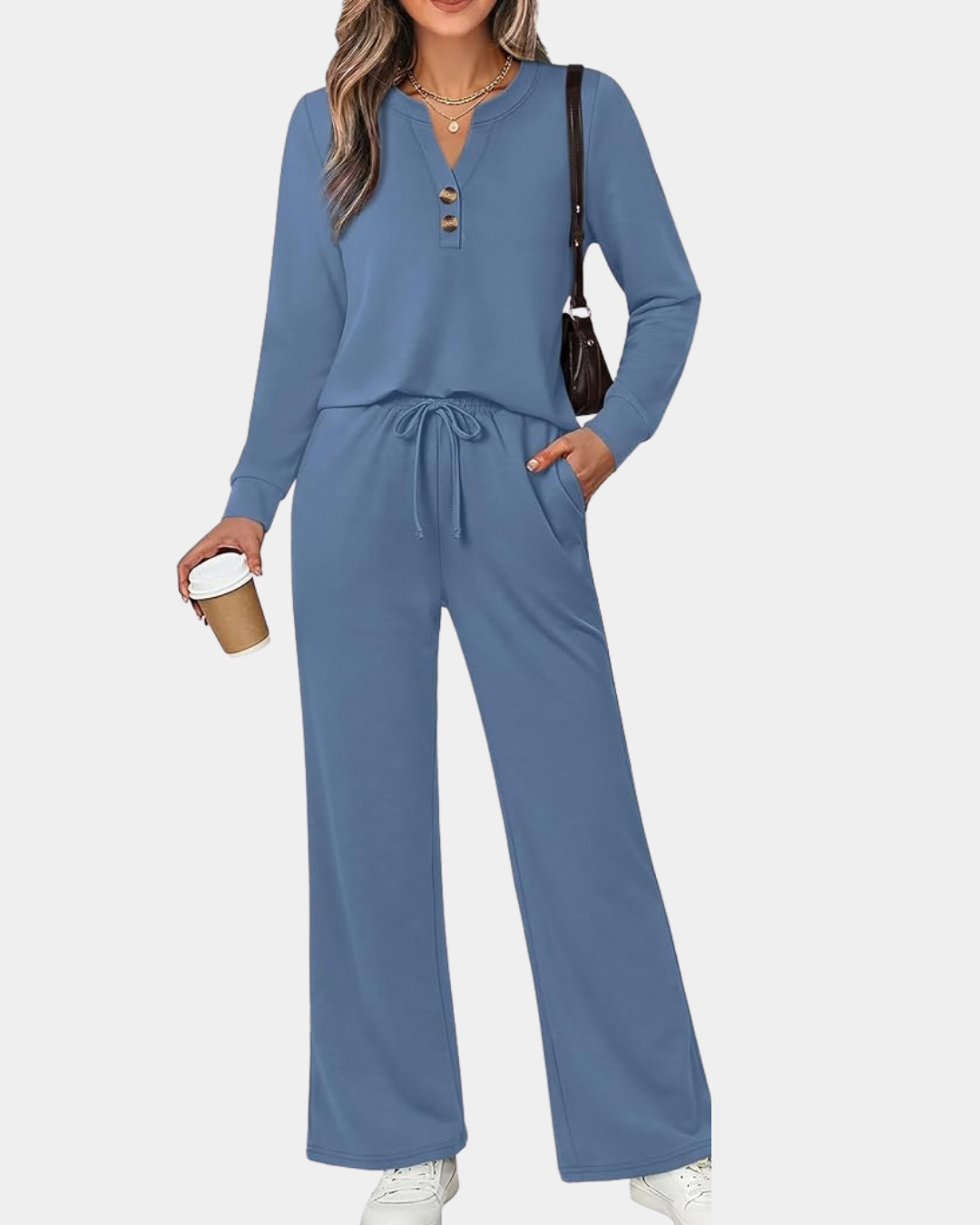 Ada | Damski Dwuczęściowy Komplet Domowy z Wiązaniem