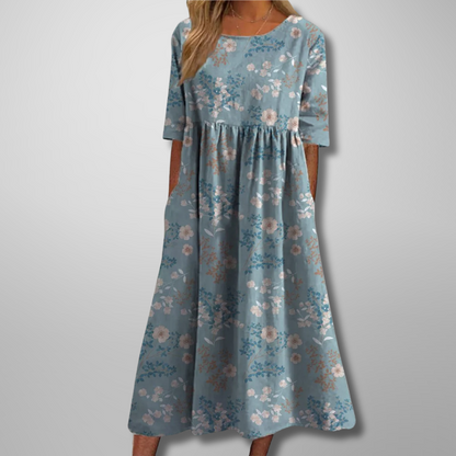 Renata | Damska Krótkim Rękawem Sukienka Midi