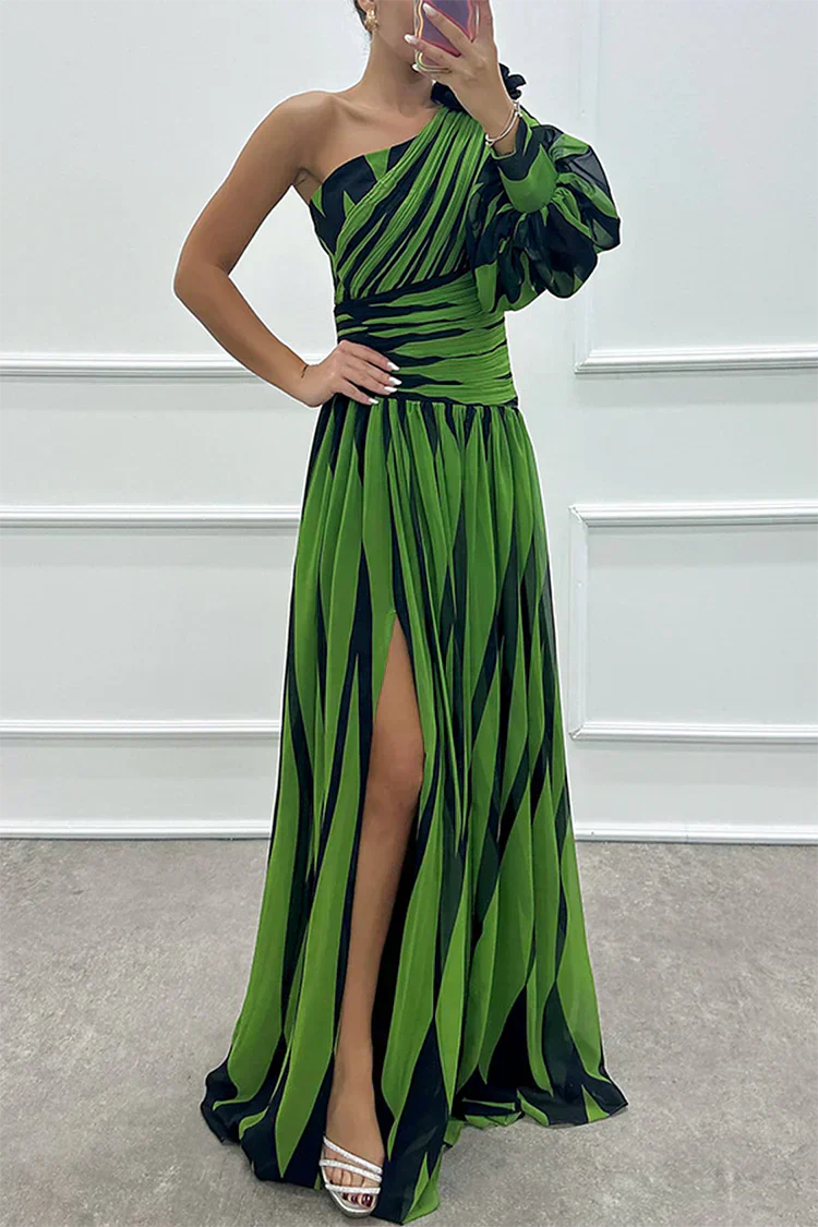 Marcelina | Damska Wieczorowa One Shoulder Sukienka Na Wesele