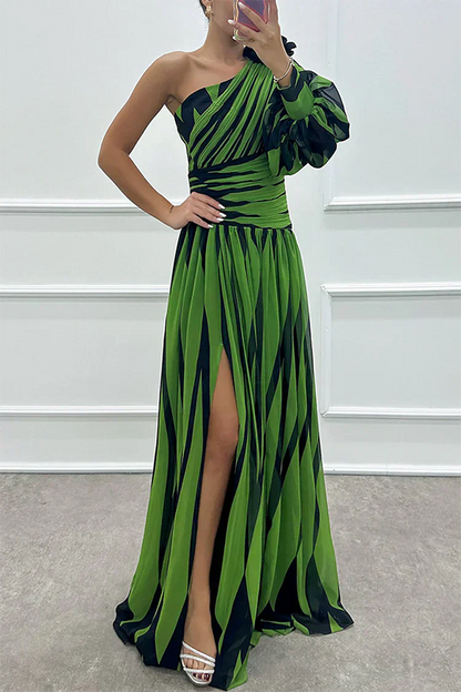 Marcelina | Damska Wieczorowa One Shoulder Sukienka Na Wesele