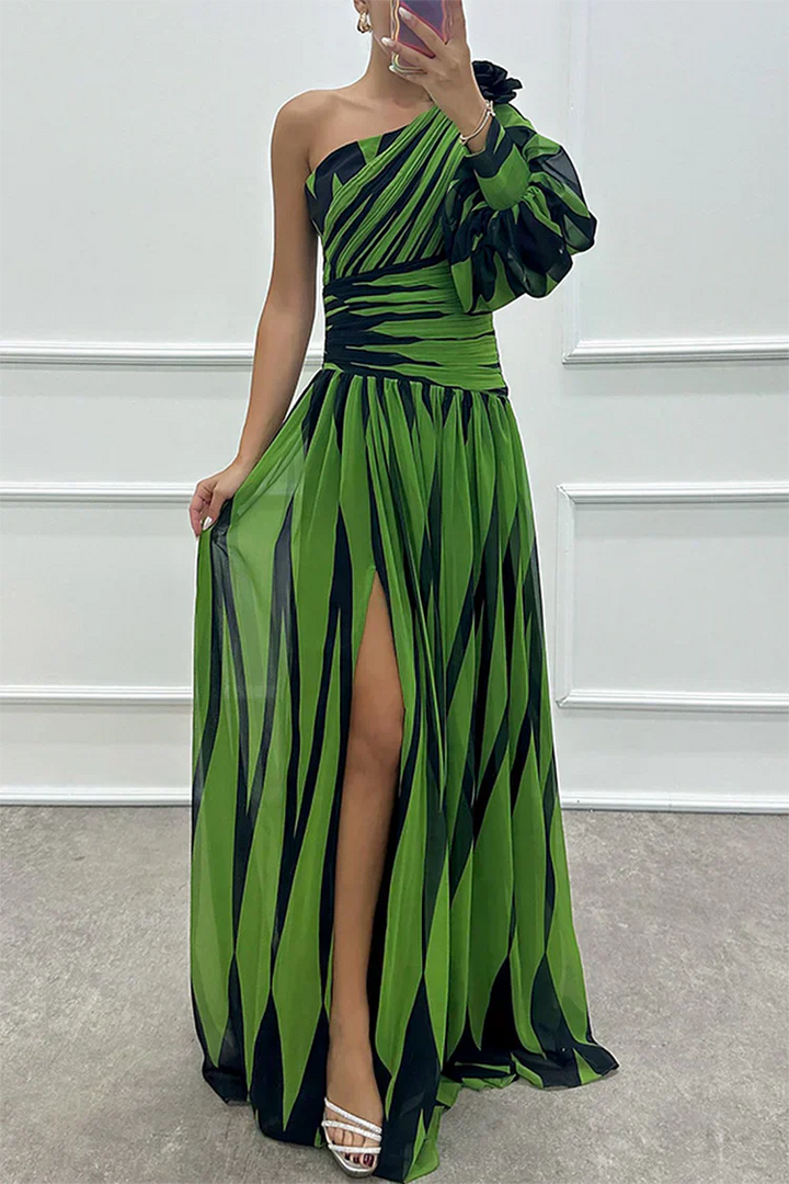 Marcelina | Damska Wieczorowa One Shoulder Sukienka Na Wesele