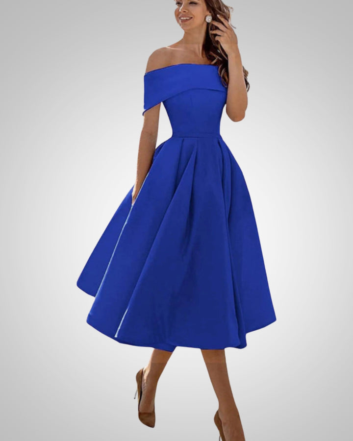 Blanka | Damska Elegancka Off Shoulder Sukienka Midi