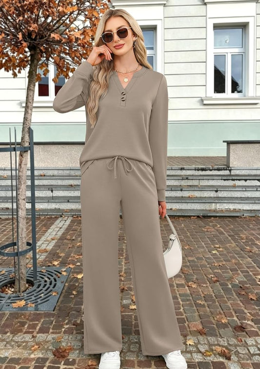 Ada | Damski Dwuczęściowy Komplet Domowy z Wiązaniem