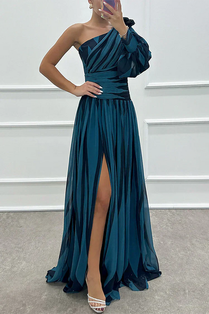 Marcelina | Damska Wieczorowa One Shoulder Sukienka Na Wesele