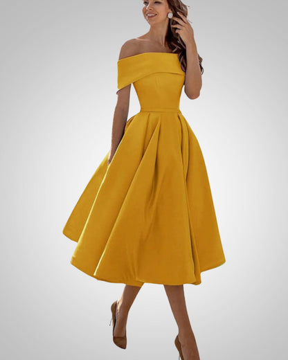 Blanka | Damska Elegancka Off Shoulder Sukienka Midi
