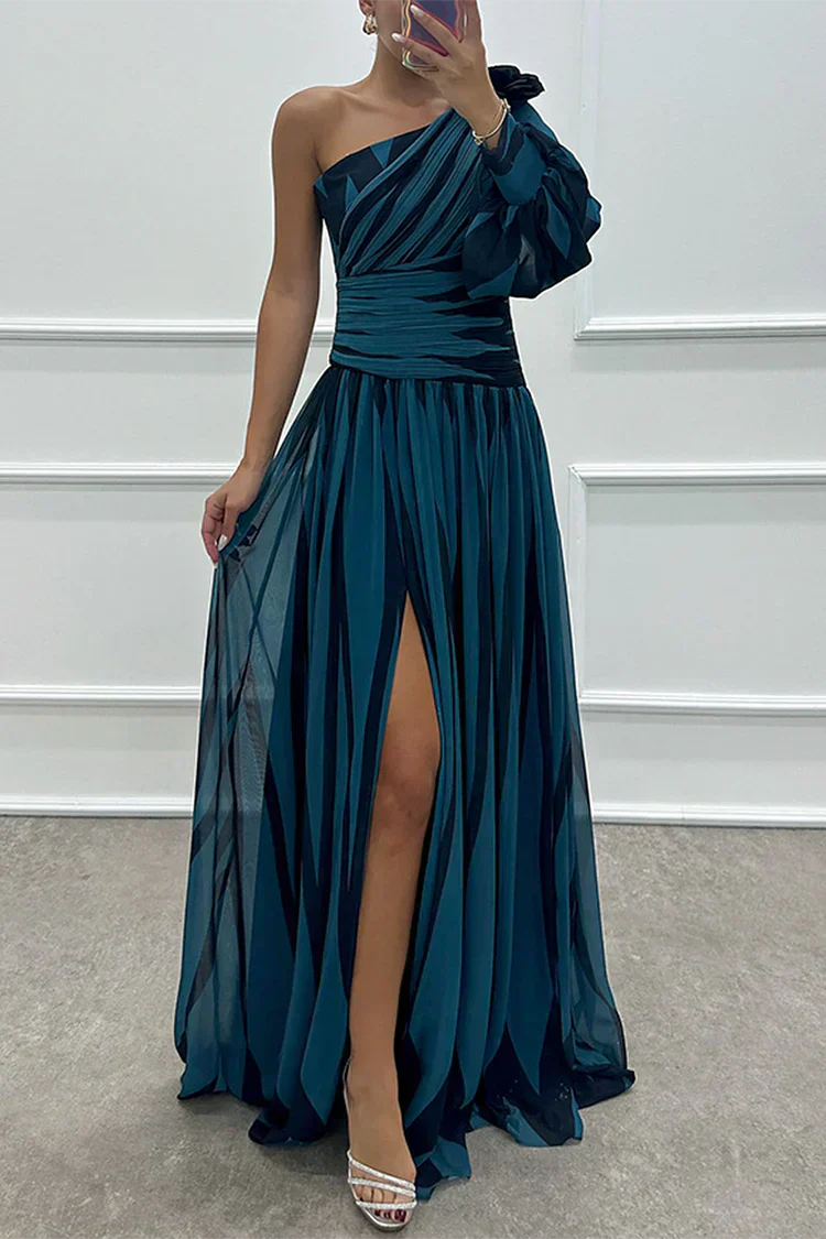 Marcelina | Damska Wieczorowa One Shoulder Sukienka Na Wesele