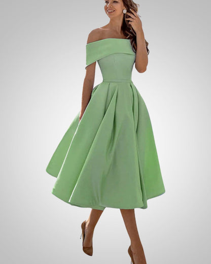 Blanka | Damska Elegancka Off Shoulder Sukienka Midi