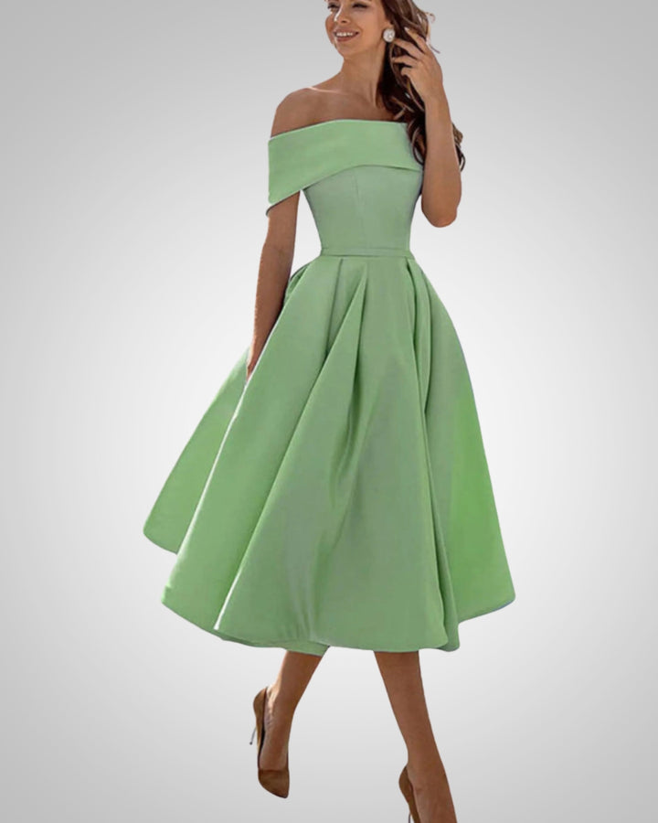 Blanka | Damska Elegancka Off Shoulder Sukienka Midi