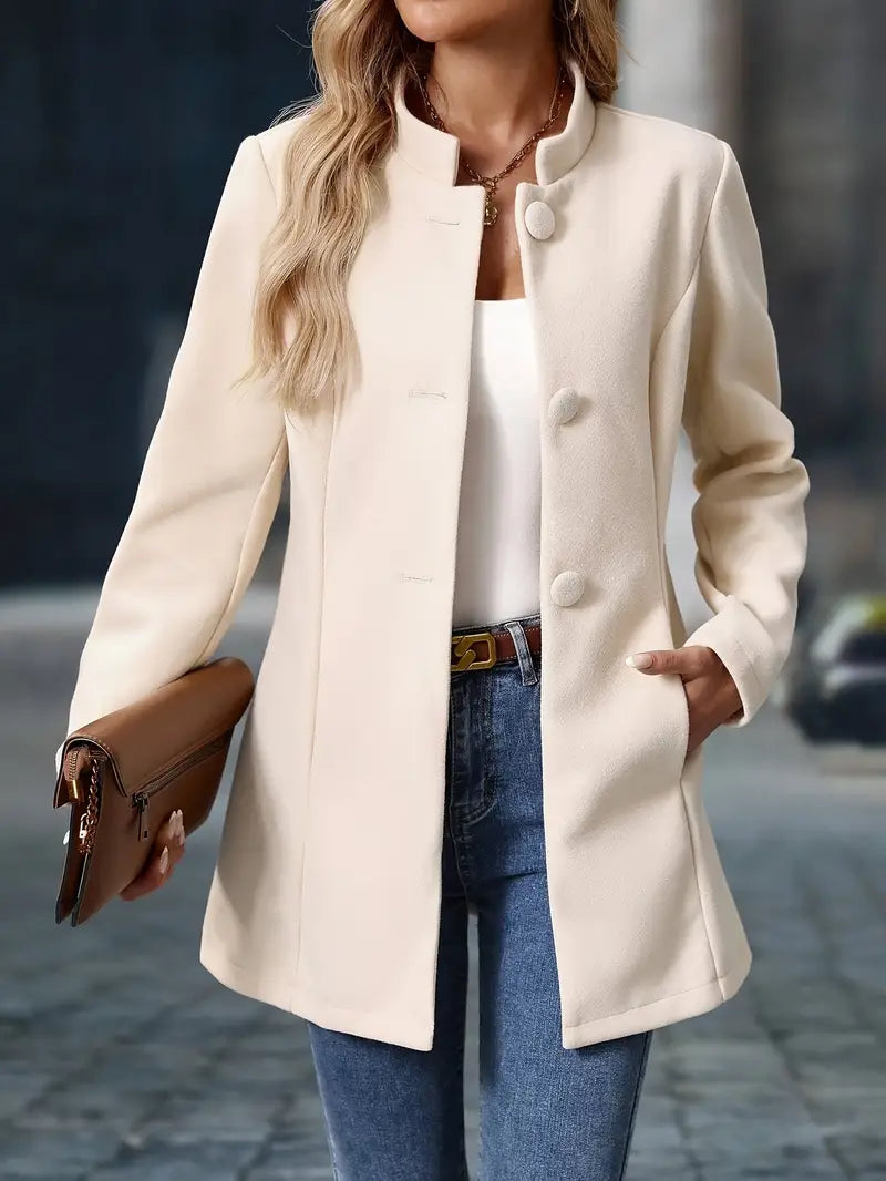 Klaudia | Damskie Elegancki Jesienny Płaszcz na Guziki