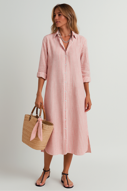 Julia | Damska Letnia Paskowana Sukienka Maxi