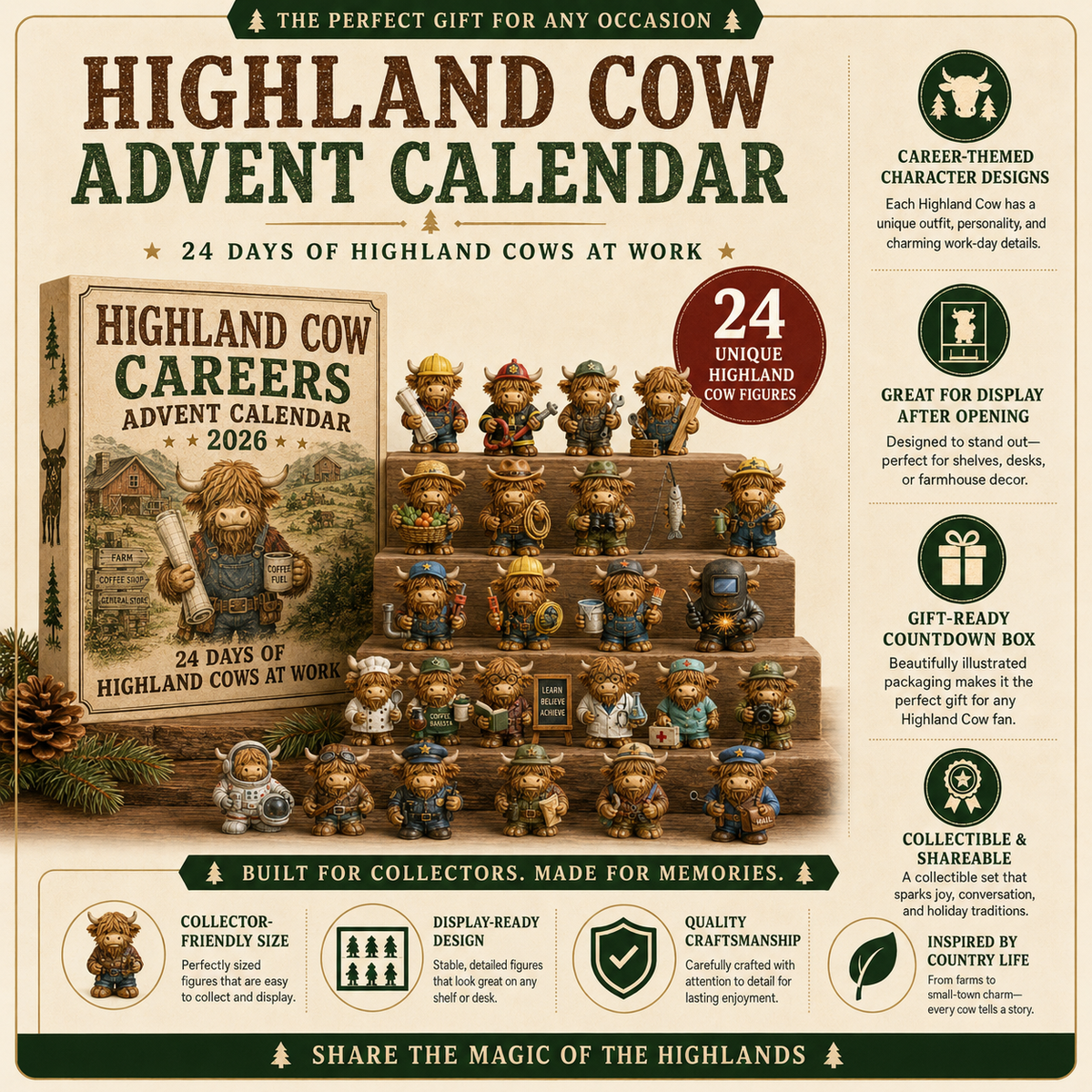 Highland Cow Careers Kalendarz Adwentowy 2026