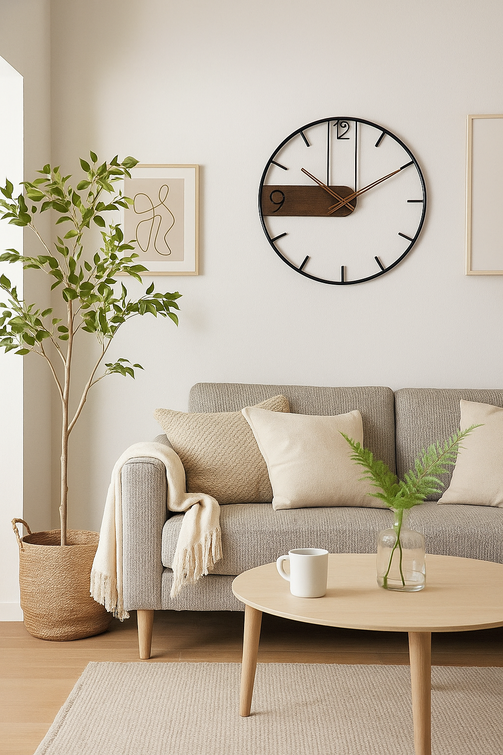 Zegar Ścienny ze Stali i Orzecha Włoskiego – Nowoczesny Akcent Olyra Butik