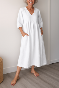 Lucyna | Damskie Casualowa Wygodna Sukienka V-neck