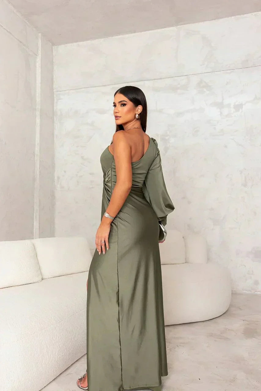 Lisanne | Damska Elegancka Sukienka Na Wesele Jedno Ramię