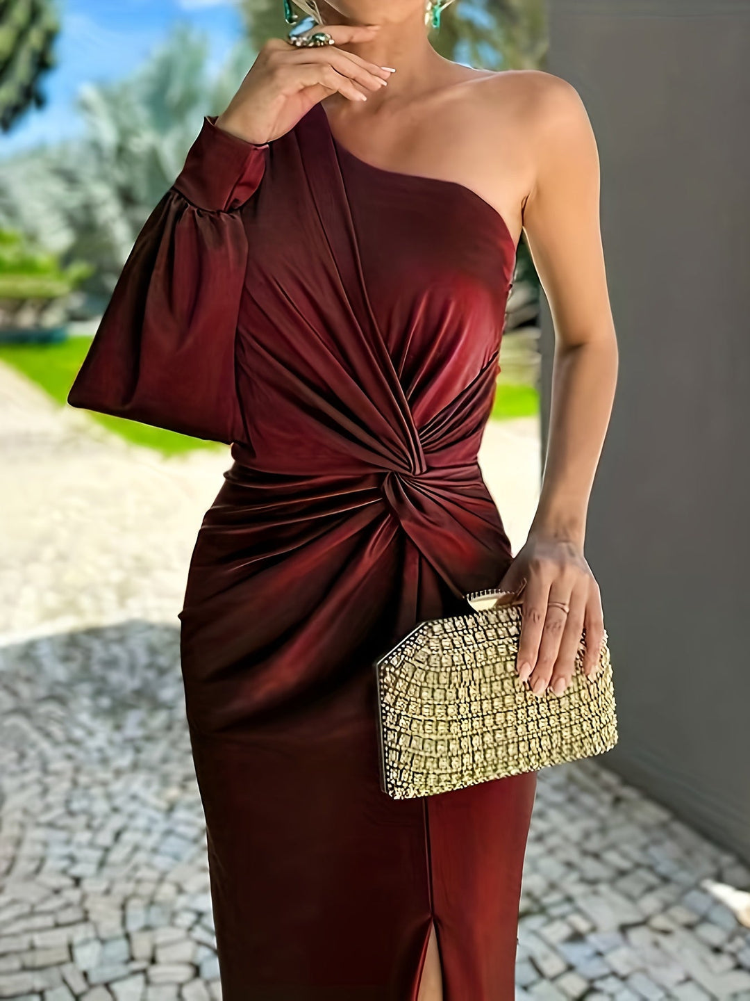 Lisanne | Damska Elegancka Sukienka Na Wesele Jedno Ramię