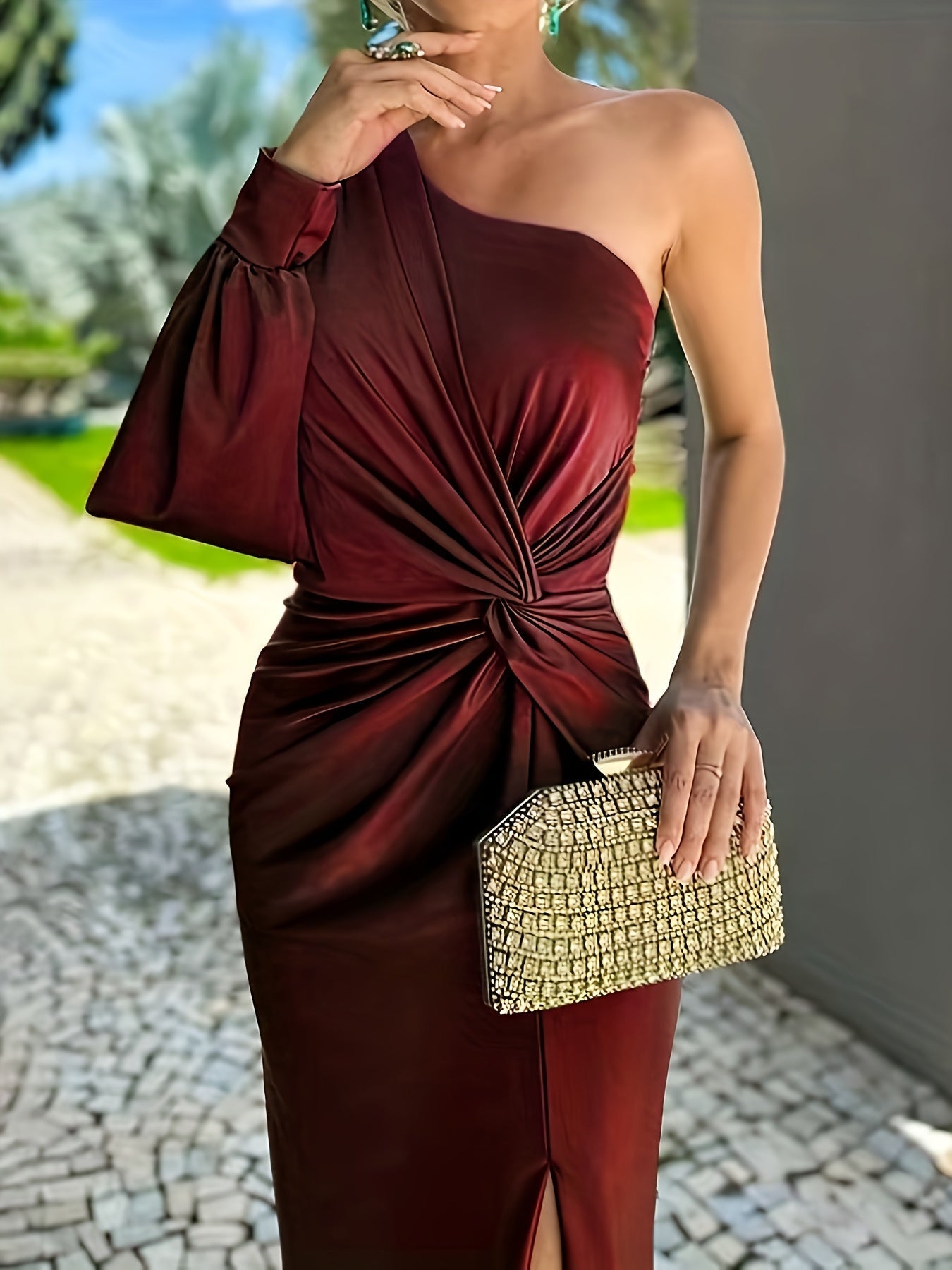 Lisanne | Damska Elegancka Sukienka Na Wesele Jedno Ramię