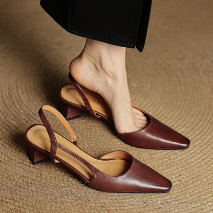 Karina | Damskie Skórzane Slingback Szpilki