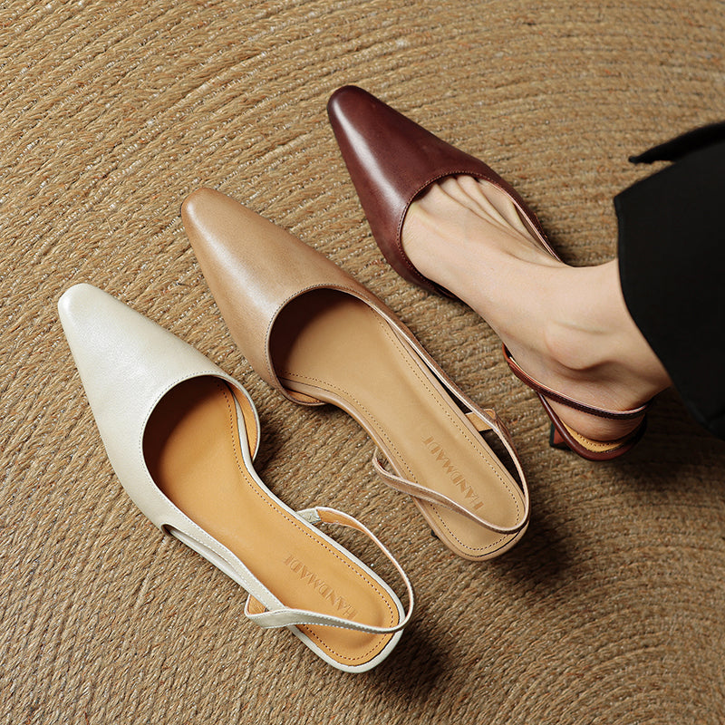 Karina | Damskie Skórzane Slingback Szpilki