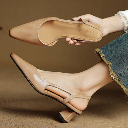 Karina | Damskie Skórzane Slingback Szpilki
