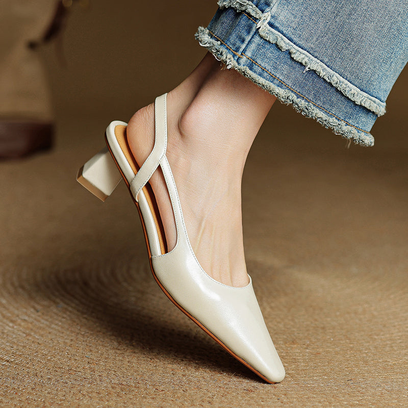 Karina | Damskie Skórzane Slingback Szpilki