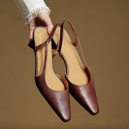 Karina | Damskie Skórzane Slingback Szpilki