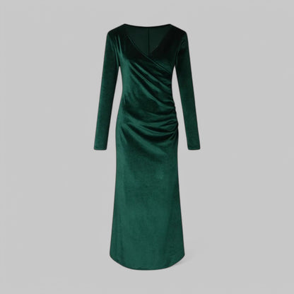 Magdalena | Damskie Elegancka Wieczorowa Aksamitna Sukienka Wieczorowa Maxi