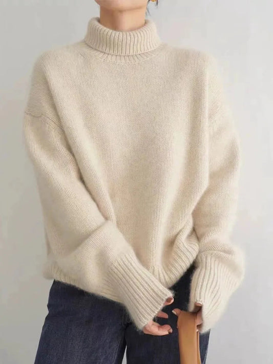 Hanna | Damskie Elegancki Dzianinowy Sweter z Golfem z Mieszanki Wełny