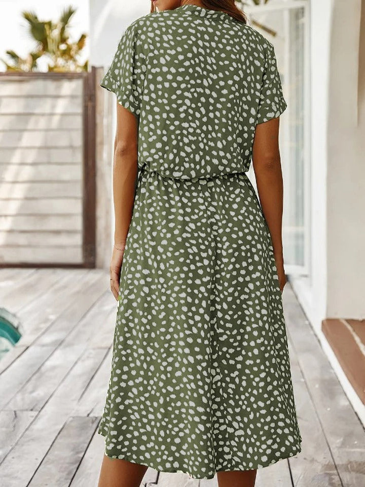 Elvira | Damska Casualowa Drukowana Sukienka Koszulowa