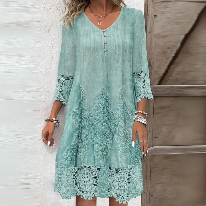 Belinda | Damska Letnia Boho Sukienka Midi Długim Rękawem