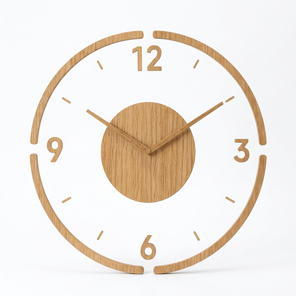 Nordycki Cichy Zegar Ścienny z Litego Drewna – Naturalna Prostota 14 cali