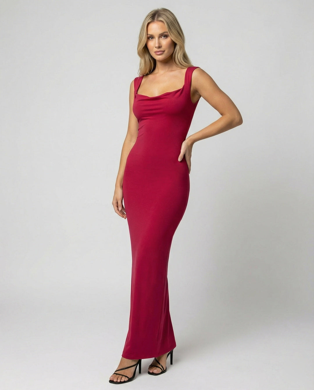 Arielle | Damska Elegancka Drapowany Dekolt Sukienka Maxi