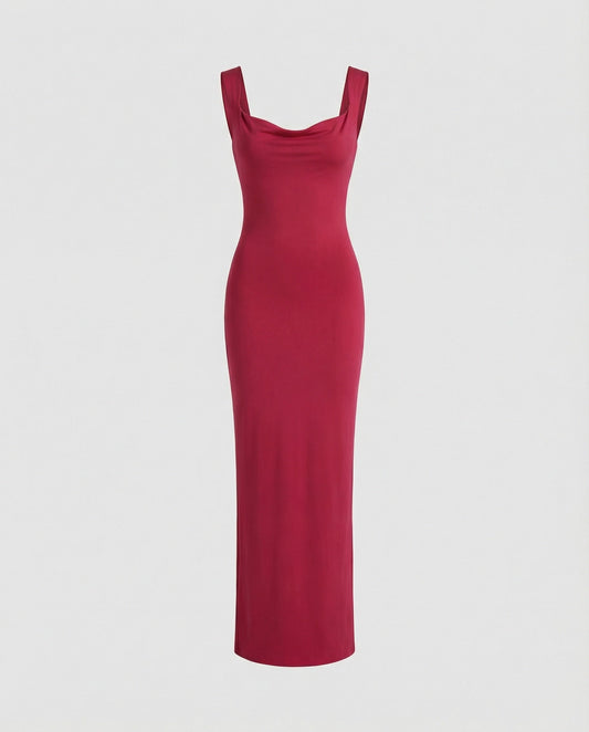 Arielle | Damska Elegancka Drapowany Dekolt Sukienka Maxi