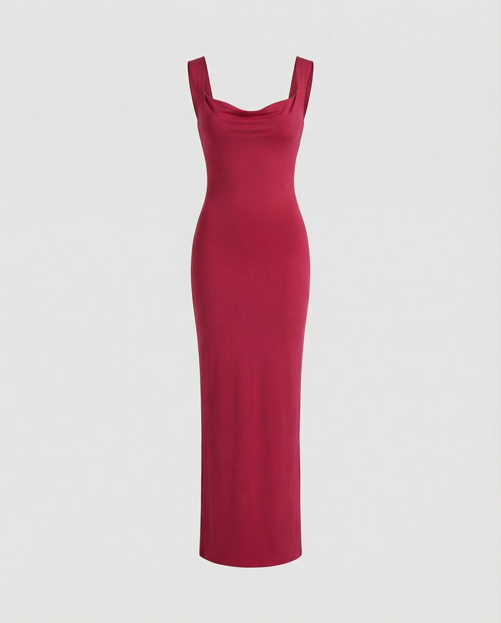 Arielle | Damska Elegancka Drapowany Dekolt Sukienka Maxi