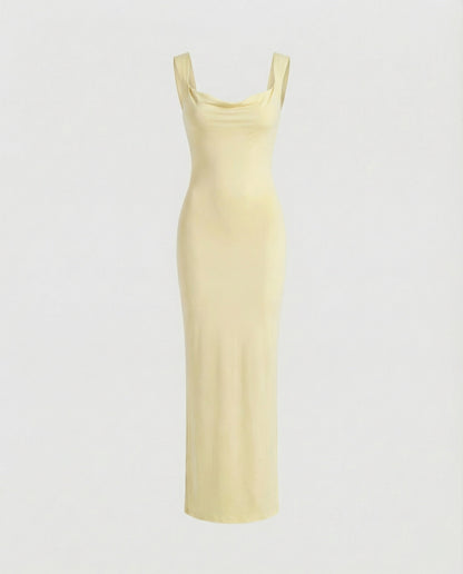 Arielle | Damska Elegancka Drapowany Dekolt Sukienka Maxi