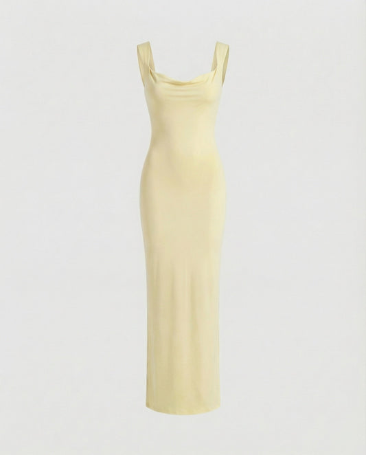 Arielle | Damska Elegancka Drapowany Dekolt Sukienka Maxi
