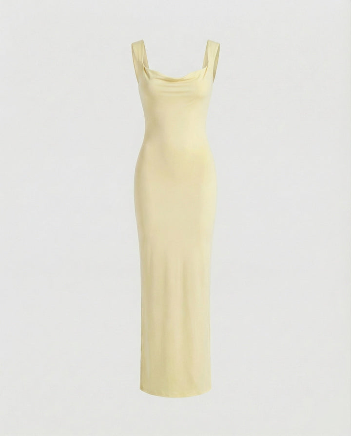 Arielle | Damska Elegancka Drapowany Dekolt Sukienka Maxi