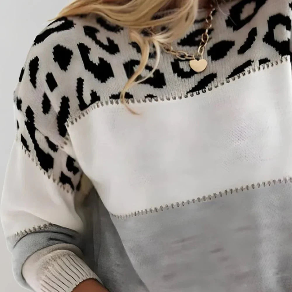 Liliana | Damski Casualowy Leopard Sweter