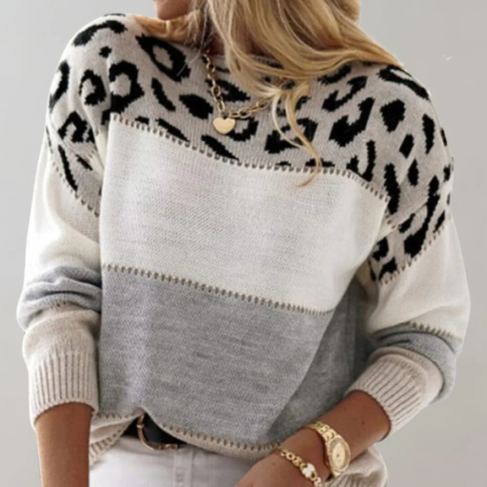 Liliana | Damski Casualowy Leopard Sweter
