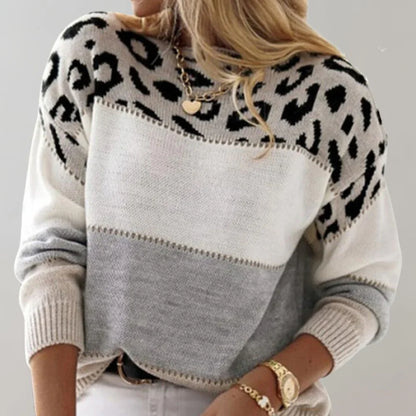 Liliana | Damski Casualowy Leopard Sweter
