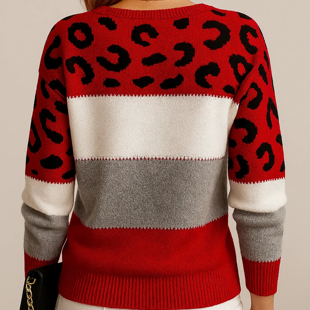 Liliana | Damski Casualowy Leopard Sweter