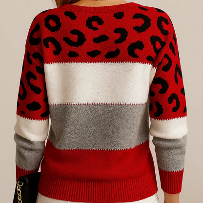 Liliana | Damski Casualowy Leopard Sweter