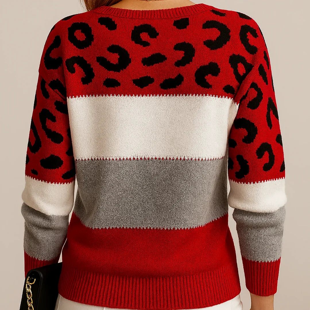 Liliana | Damski Casualowy Leopard Sweter