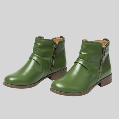 Olive | Damskie Casualowe Niskim Obcasie Botki
