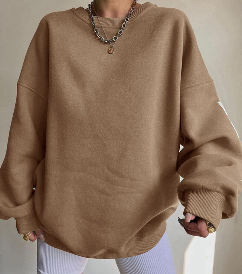 Justyna | Damska Okrągły Dekolt Oversize Bluza