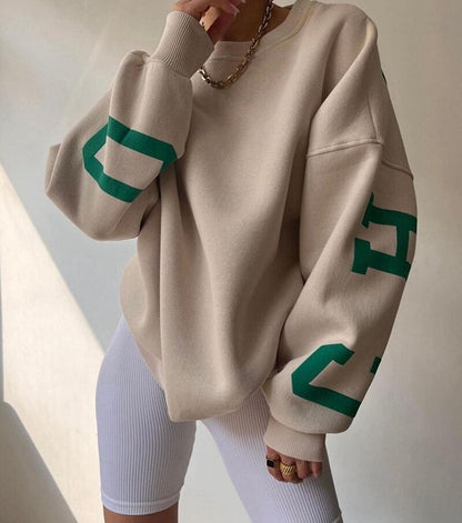 Justyna | Damska Okrągły Dekolt Oversize Bluza