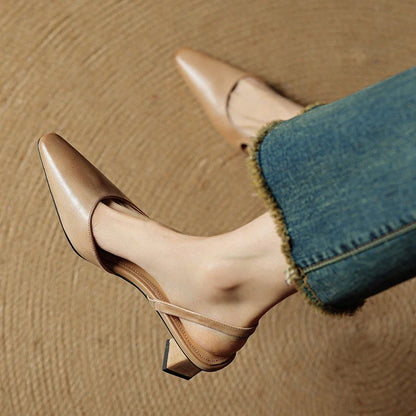 Karina | Damskie Skórzane Slingback Szpilki