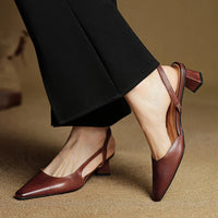 Karina | Damskie Skórzane Slingback Szpilki