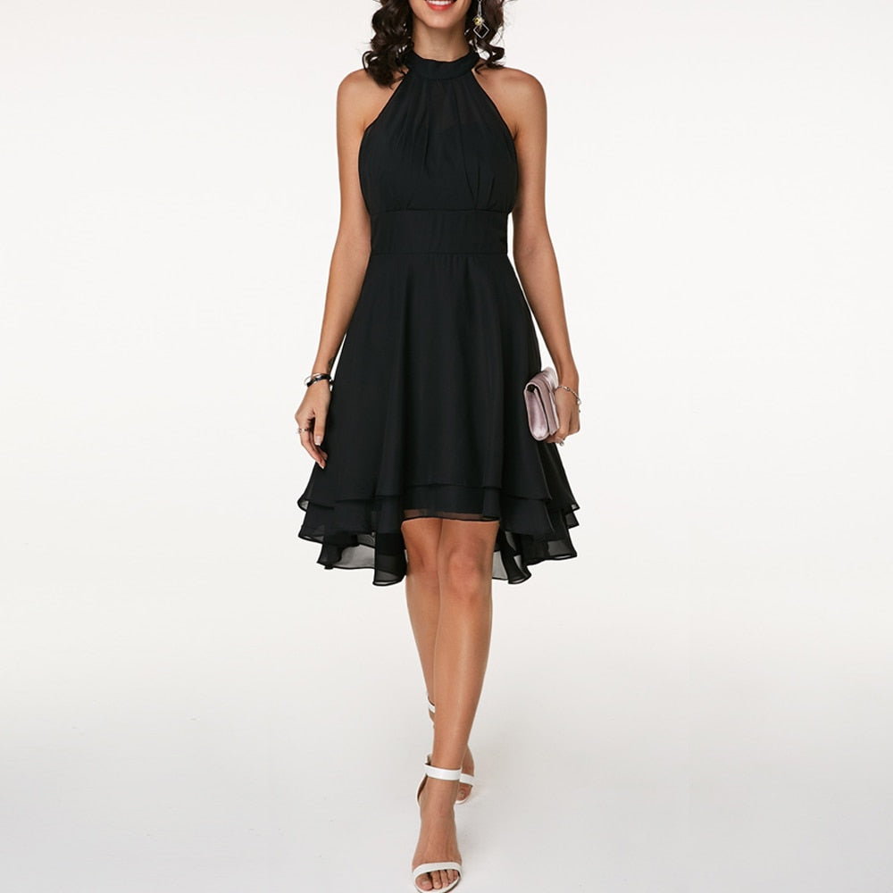 Bernadeta | Damska Elegancka Halter Neck Sukienka Midi